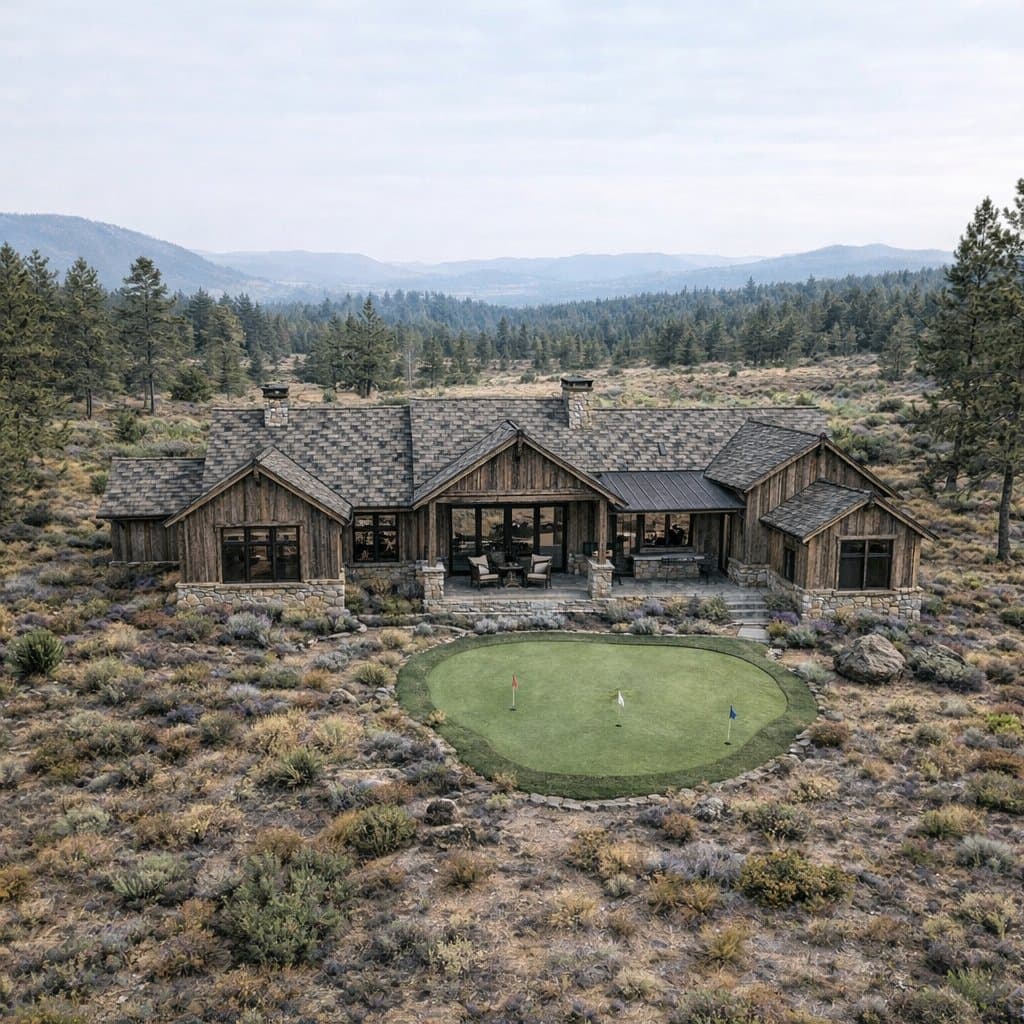 Full rear elevation with putting green